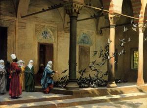 Tauben in der Moschee (Cami avlusunda güvercinler) von Jean Leon Gerome * 11. Mai 1824 in Vesoul