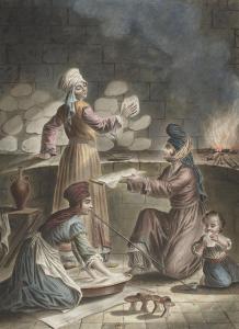 François-Marie Rosset - Femmes Turcs turques de Serquin, leur manière de faire leur pain - Syrie - 1790