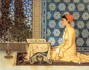 Türkisches Mädchen liest im Palast